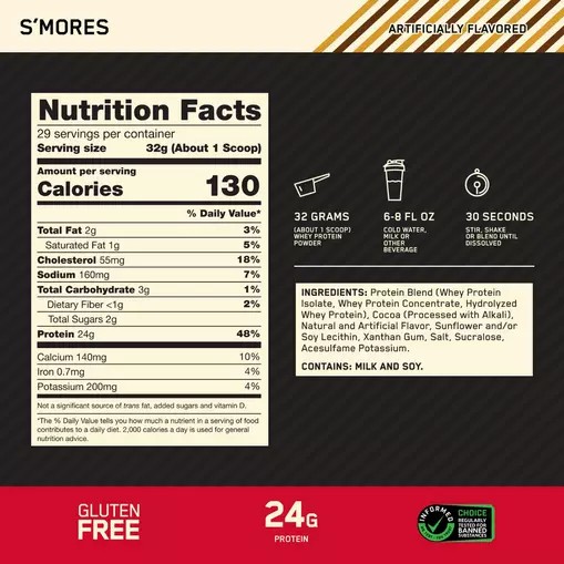 Optimum Nutrition GOLD STANDARD 100% WHEY™ *new* S'mores 2 lb (28 Servings) Pakistan | 961-DZOXGN