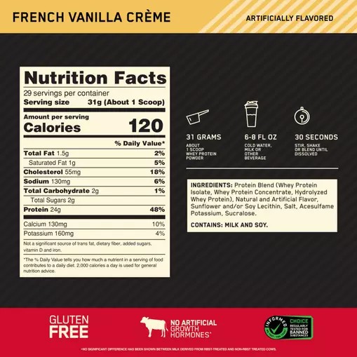 Optimum Nutrition GOLD STANDARD 100% WHEY™ French Vanilla Creme 2 lb (29 Servings) Pakistan | 847-DGNMKZ
