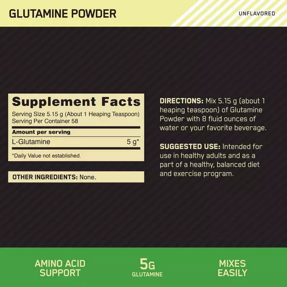 Optimum Nutrition Glutamine Powder 0.66 lb (58 Servings) Pakistan | 893-RKAJCP