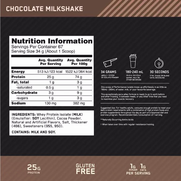 Optimum Nutrition Performance Isolate Chocolate 2.27kg Pakistan | 573-KCQDWP